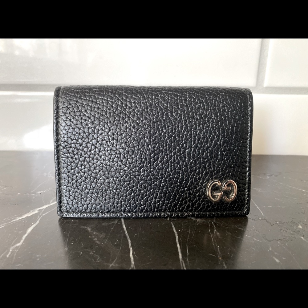 GUCCI GG Black Dorian Leather Card Case Wallet - NEW